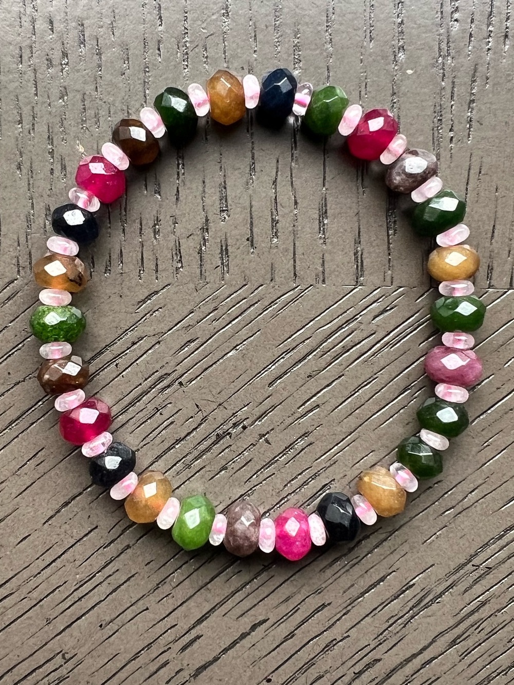 Faceted rondelle chalcedony with clear quartz spacers bracelet SIZE 6.5-7’